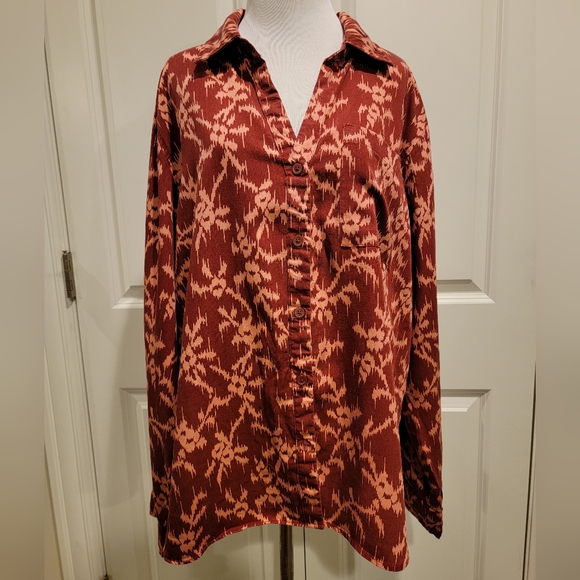 Knox Rose Women's Plus Size Button-Down Shirt Light Red - XXL - Picture 7 of 7